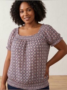 Joe Fresh Blue and Red Patterned Blouse